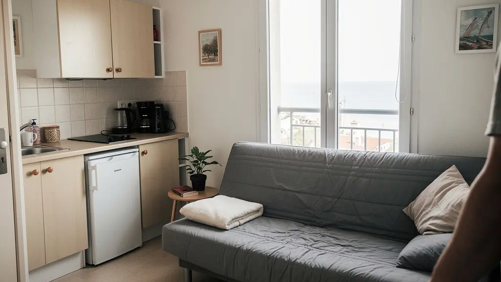 Studio meublé lumineux avec cuisine équipée pour location saisonnière Balaruc