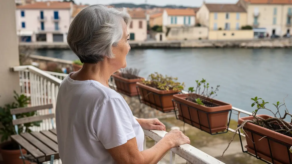 Curiste contemplant l'étang de Thau depuis une terrasse à Balaruc-les-Bains